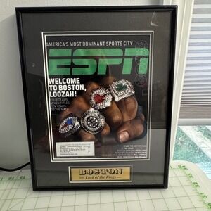 Framed ESPN Boston Magazine Bill Belichick Address Patriots Red Sox Bruins Celts